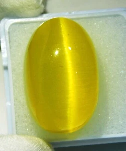 Piedra preciosa suelta corte ovalado cabujón ojo de gato amarillo crisoberilo natural de 50,60 quilates - Imagen 1 de 8