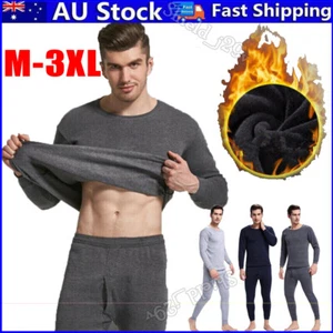 Men's Long Johns Set Thermal Underwear Top Bottom Set Fleece Lined Winter Warm A - Picture 1 of 15