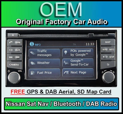 Nissan Micra Sat Nav car stereo DAB+ radio LCN2 Connect CD player Bluetooth - Image 1 of 4