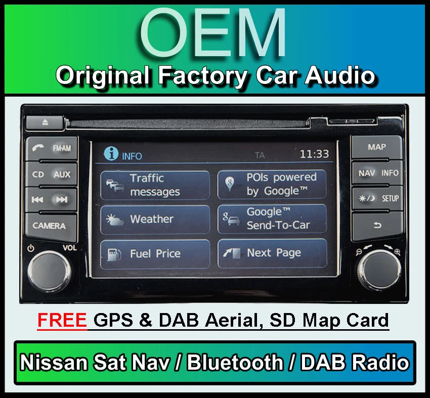 Nissan Micra Sat Nav car stereo DAB+ radio LCN2 Connect CD player Bluetooth - Image 1 of 4