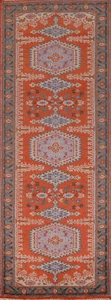 Geometric Tribal Style Viss Hand-Knotted Hallway Runner Rug 3x8 ft - Picture 1 of 18
