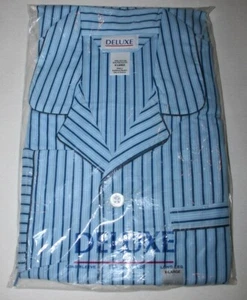 Vintage New Old Stock Deluxe Blue Striped Pajama Set Long Sleeve/leg Size XL - Picture 1 of 3
