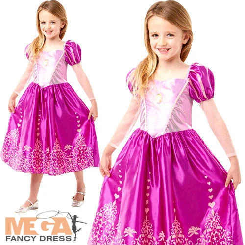 Rapunzel Gem Princess Girls Fancy Dress Disney Tangled Fairy Tale Kids Costume  - Image 1 of 1