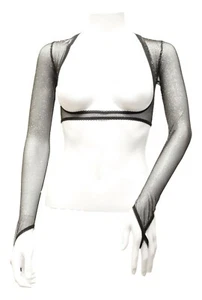 DANCE WEAR BOLERO SHRUG STRETCH MESH SPITZE GLITZER FINGERSCHLAUFE BAUCHTANZ  - Bild 1 von 81