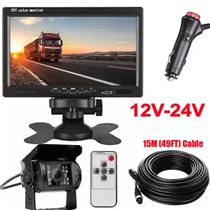 12-24V 4Pin Caravan RV Truck IR Waterproof Rear View Backup Camera 7" Monitor - Picture 1 of 24