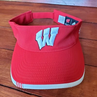 Adidas Wisconsin Badgers Sombrero Visera Gorra Ajustable Roja Adulto Golf Tenis Correr Foto 1 de 4