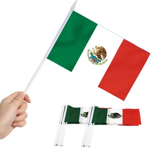 Paquete de 12 mini banderas de México Anley - banderas mexicanas en miniatura pequeñas de mano de 5x8 pulgadas - Imagen 1 de 6
