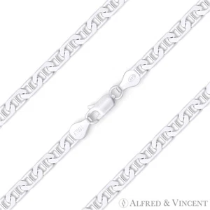 Pulsera de cadena italiana eslabón marino plano liso de plata esterlina 0,925 de 3 mm - Imagen 1 de 2