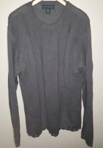 Banana Republic Large Sweater Gray Crew Neck Cable Knit Cotton Long Sleeve - Picture 1 of 7