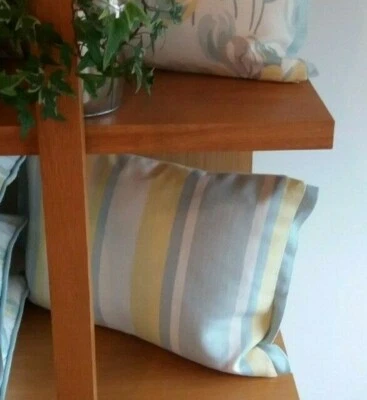 Rectangular cushion cover in LAURA ASHLEY - AWNING STRIPE PRIMROSE/DUCK EGG - Image 1 of 4