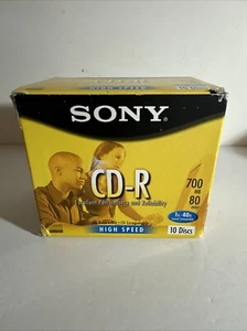 NEW SEALED Sony CD-R 80 Minute 700 MB 48X in Slim Jewel Case (10-Pack) - Picture 1 of 3