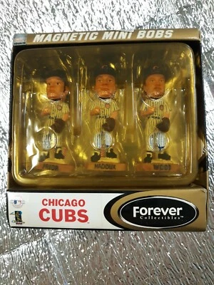 Forever Collectibles Chicago Cubs Magnetic Mini Bobs Set of 3 PRIOR MADDUX WOOD - Image 1 of 3