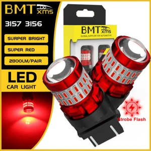 2X 3157 WT21W/7W Red LED Strobe Flashing Brake Tail Light For 2021-23 Ford F-150 - Bild 1 von 12