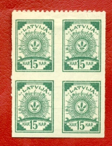 LATVIA BLOCK OF 4 STAMPS 15 Kop Sc. 5 1919s MINT 107 - Picture 1 of 2