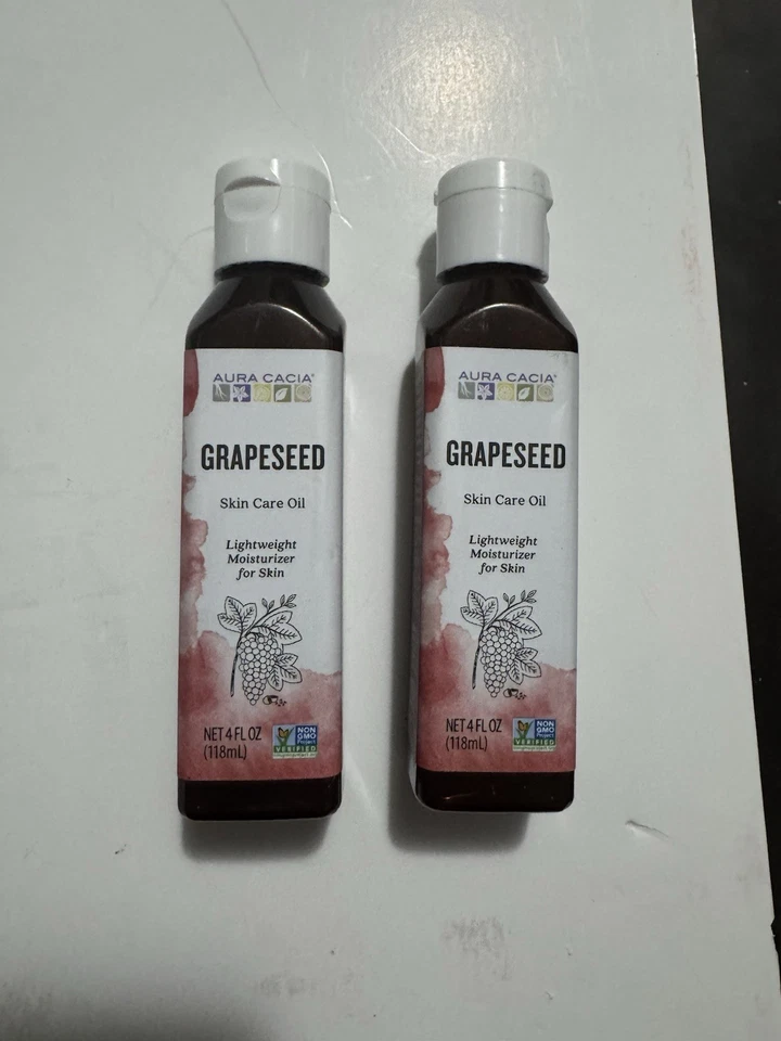 2 Aura Cacia Grapeseed Skin Care Oil  4 oz ounces 118 mL Low Odor Every Day Care - Image 1 of 1