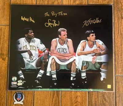 Bird McHale Parish Signed Celtics Spotlight 20x24 Photo PSA  auto W Inscription - Image 1 of 4