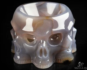 4.2" Premium Brazilian Agate Hand Carved Crystal Skull Storage - Picture 1 of 9