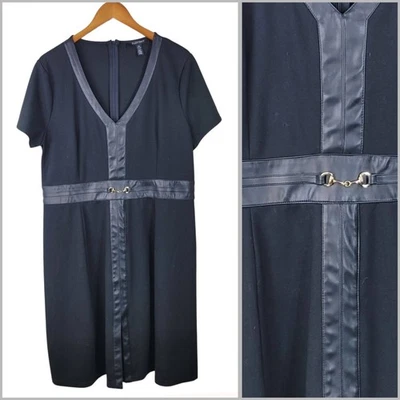 Vestido Ellen Tracy Talla XL Funda Profesional Negro LBD Imitación Cuero Fiesta Profesión Foto 1 de 4