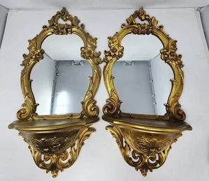 Set 1970 Syroco Dart Homco Hollywood Regency Gold Wand Spiegel Regal Vintage - Bild 1 von 12