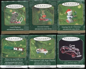 6 HALLMARK MINIATURE KEEPSAKE CHRISTMAS ORNAMENTS (985) NIB 90's & 00's - Picture 1 of 5