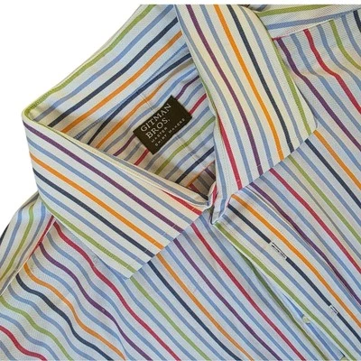 Camisa de Vestir Gitman Bros. Rayas Colorida Con Botones Hecha en EE. UU. XL Foto 1 de 4