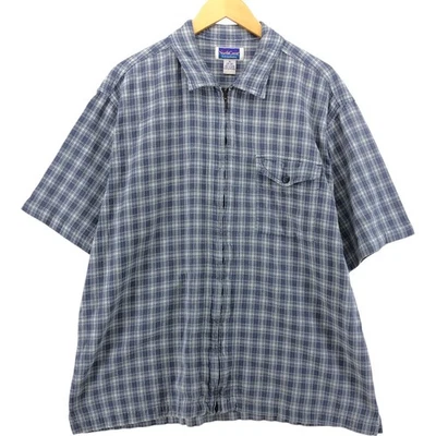 Used NORTH CREST full-zip short-sleeve cotton check box shirt men's size XL - Image 1 of 4