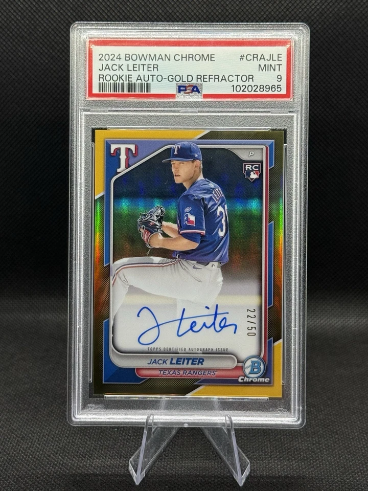 2024 Bowman Chrome - #CRA-JLE Jack Leiter - Gold Refractor /50 PSA 9 Mint - Image 1 of 1