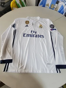 Camiseta Ronaldo #7 Real Madrid 2016-2017 UEFA Blanca Manga Larga - Imagen 1 de 2