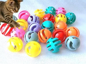24 Cat Toy Balls with Bell Inside – Thick Plastic – Random Colors – Fun &... - Picture 1 of 5