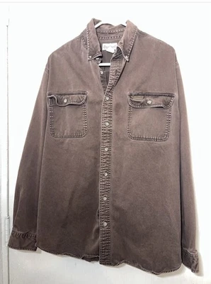 Carhartt Shirt Mens Large Tall Long Sleeve Heavy Twill Work Dark Brown Canvas - Image 1 of 3