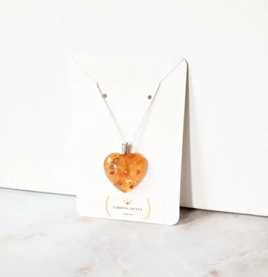 Pingente de coração laranja e ouro feminino joia da moda presente para ela - Imagem 1 de 3