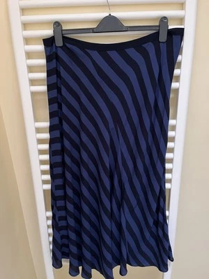 John Lewis Size 16 Black And Navy diagonal Stripe Long Skirt - Image 1 of 4