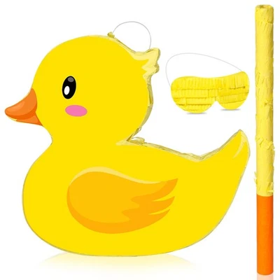 Duck Piata with Yellow Blindfold and Stick for Birthday Party Decorations - Image 1 of 4