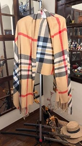 Sciarpa/Scialli/Involucri a quadri tartan cammello senza marchio imitazione cashmere double face - Foto 1 di 4