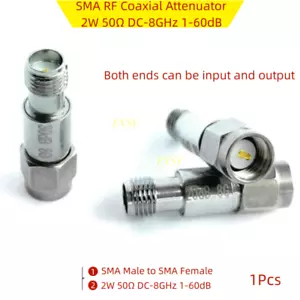 SMA RF Coaxial Attenuator DC-8G 2W 50Ω 1/2/3/4/5/6/7/8/9/10/15/20/30/40/50/60dB - Picture 1 of 29