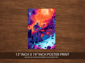 Psychedelic Space Rock Poster Druck 13x19 - Cosmic Music Wandbild - Gitarrist - Bild 1 von 3