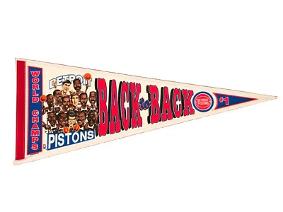1990 Detroit Pistons Back To Back Bad Boys Vintage Pennant Basketball Champions - Image 1 of 3