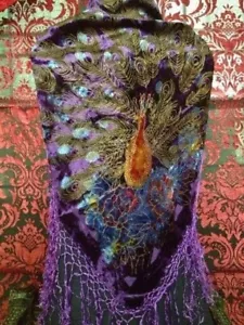 PURPLE 💜 TRIBAL GYPSY BOHEMIAN DELUXE PEACOCK HIP SCARF ATS REN PIRATE - Picture 1 of 1