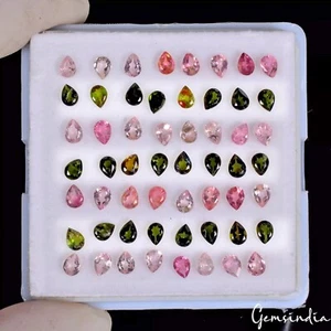 55 Pcs Natural Tourmaline Multi Color 4x3mm Pear Cut Loose Gemstones~ 8.65 Cts - Picture 1 of 5
