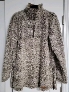 Marley Lilly Women's Brown Sherpa Pullover Small/Medium 1/4 Zip Fleece Sz L/XL - Picture 1 of 14