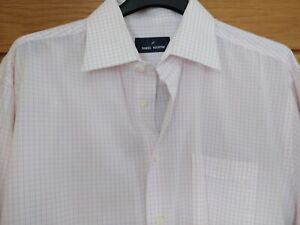 Men's Large 46-48" chest long sleeve shirt Daniel Hechter White/light pink check