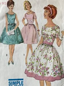 Simplicity Vintage Sewing Pattern 4853 Junior Miss One Piece Party Dress Sz 11