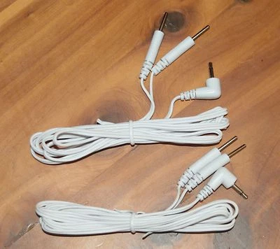 Pair TENS Electrode Lead Wires/Cable Connector 2 pcs.2.5mm Plug 2mm Pin Tips USA - Image 1 of 2
