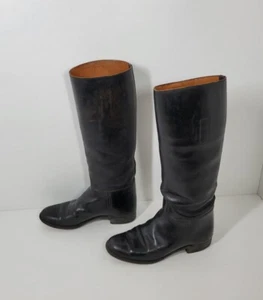 Vintage Manfield & Sons Co Black Equestrian Tall Riding Boots Men 6.5 Women 8.5A - Picture 1 of 6