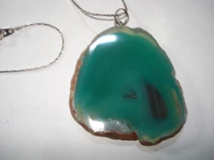 Green Agate Gemstone Pendant Necklace  22" - Picture 1 of 4