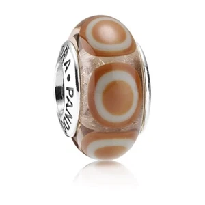 Pandora 925er Sterlingsilber Murano Glas orange gepunktet 790912 - Picture 1 of 1