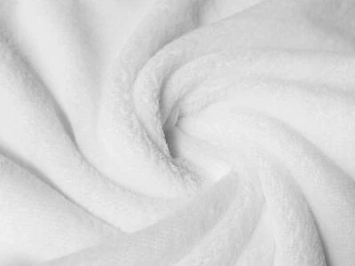 ORGANIC Cotton TERRY TOWELLING Fabric Material - WHITE - Image 1 of 2