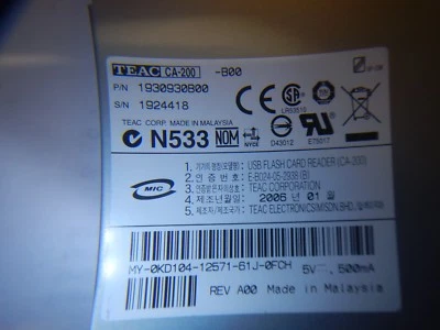 Dell Dimension USB Flash Card Reader TEAC CA-200 1930930B00 black face plate - Image 1 of 3