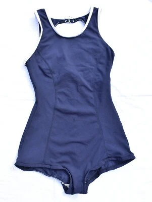 Traje de baño modesto vintage años 90 Roxanne de una pieza talla 8 azul marino Foto 1 de 4