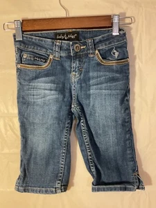 Baby Phat Girls capris Size 7 Blue Denim Embroidered Y2K - Picture 1 of 9